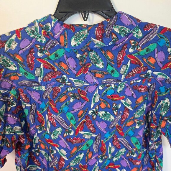 Vintage Bugle Boy Classics Crazy Hat Lady Button-Up Short Sleeve Collared Shirt - Picture 10 of 11
